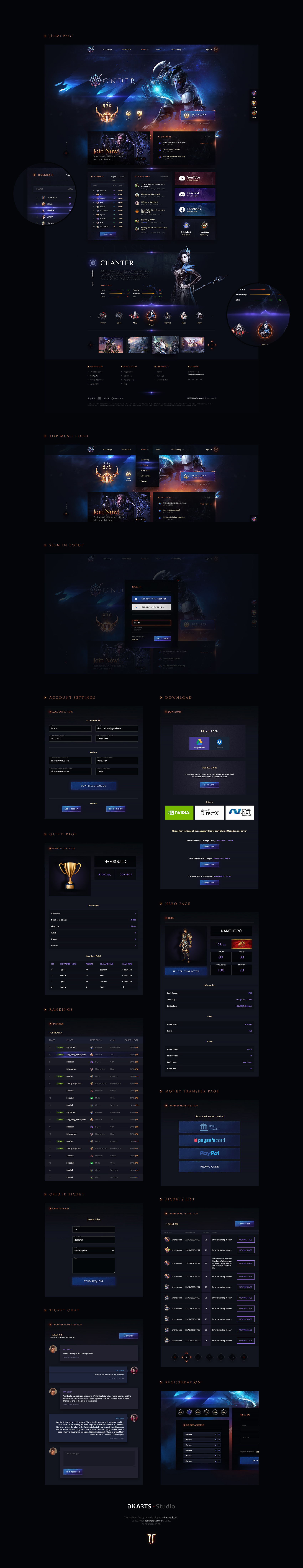 Aion Wonder Game server Website Template