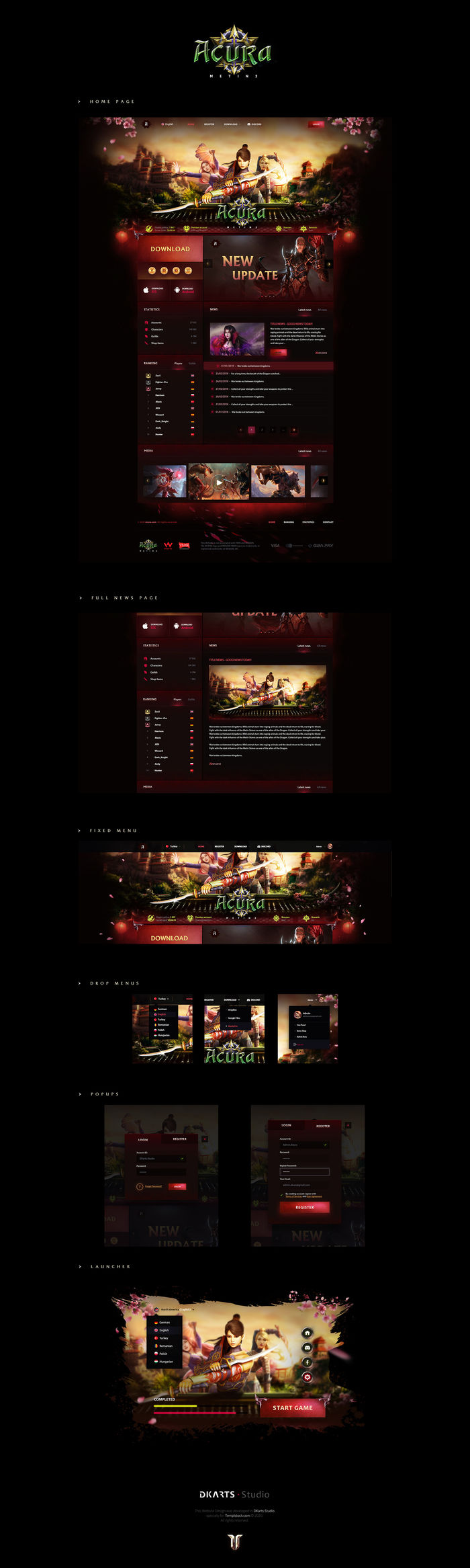 Acura Metin2 Game Website Template