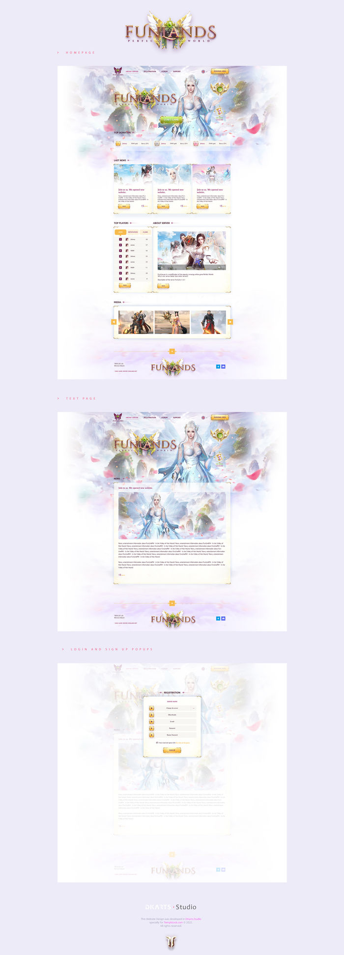 Funlands Perfect World Game Website Template