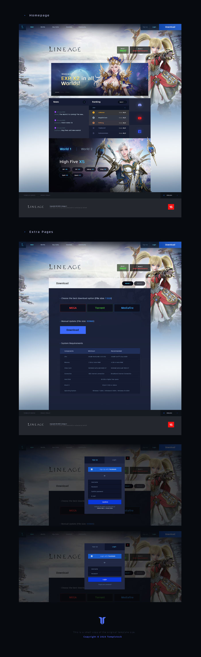 L2 Modern Fantasy Game Website Template